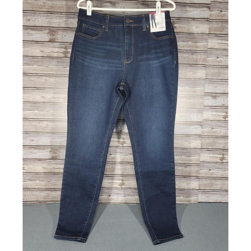 Womens Time And Tru Size 12 High Rise Skinny Jeans Dark Wash Stretch NEW